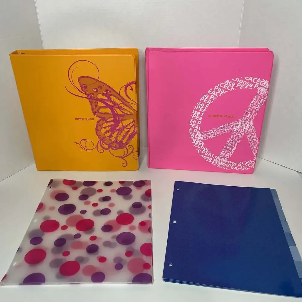 Choosey Chicks 3-Ring Binder Set with Butterfly and Peace Sign Designs